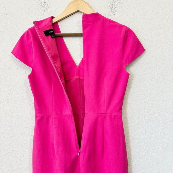 J. CREW V-Neck Bi-Stretch Cotton Sheath Dress in Soft Fuchsia - Picture 7 of 14